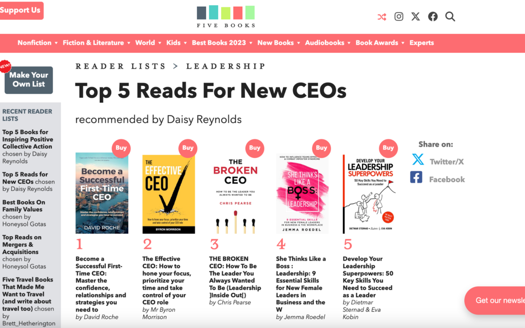 Five Books Reader List – Top 5 Reads for New CEOs
